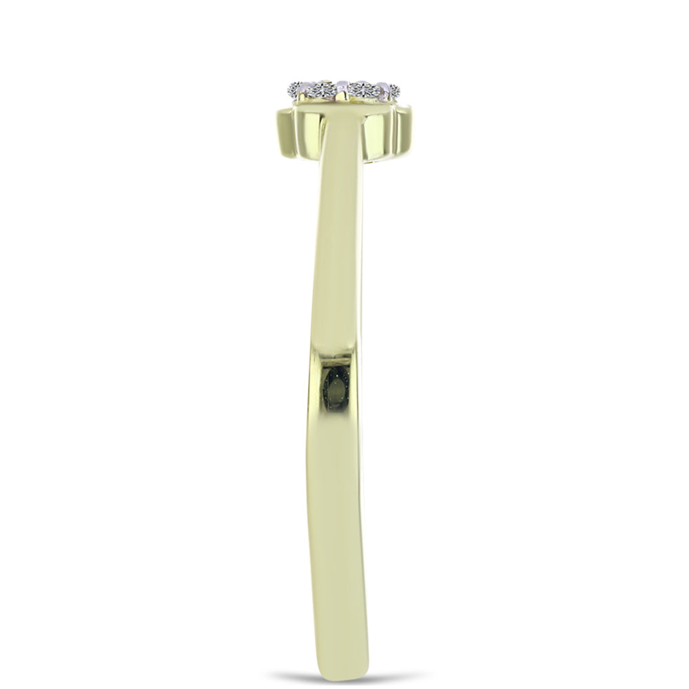 Anel de Prata com Banho de Ouro com Diamante Champanhe e Diamante Branco