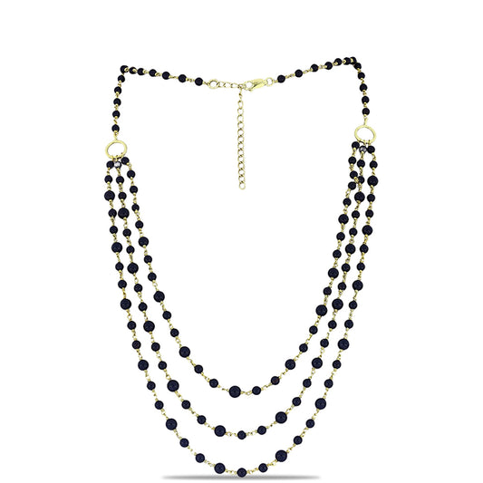 Colar de Prata com Banho de Ouro com Ónix Preta de Suwar Contraste: Cabeca de Veado (800)