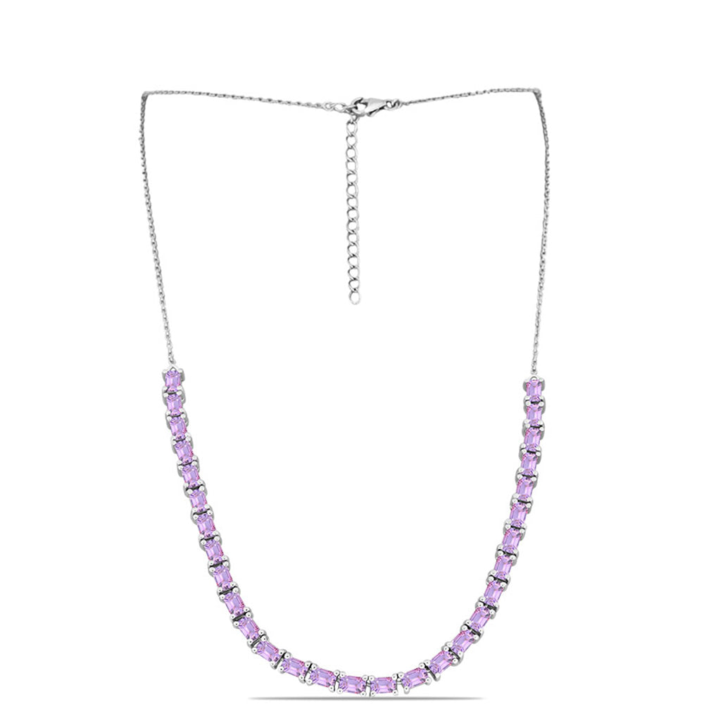 Colar de Prata com Ametista Rosa de França Contraste: Cabeca de Veado (800)