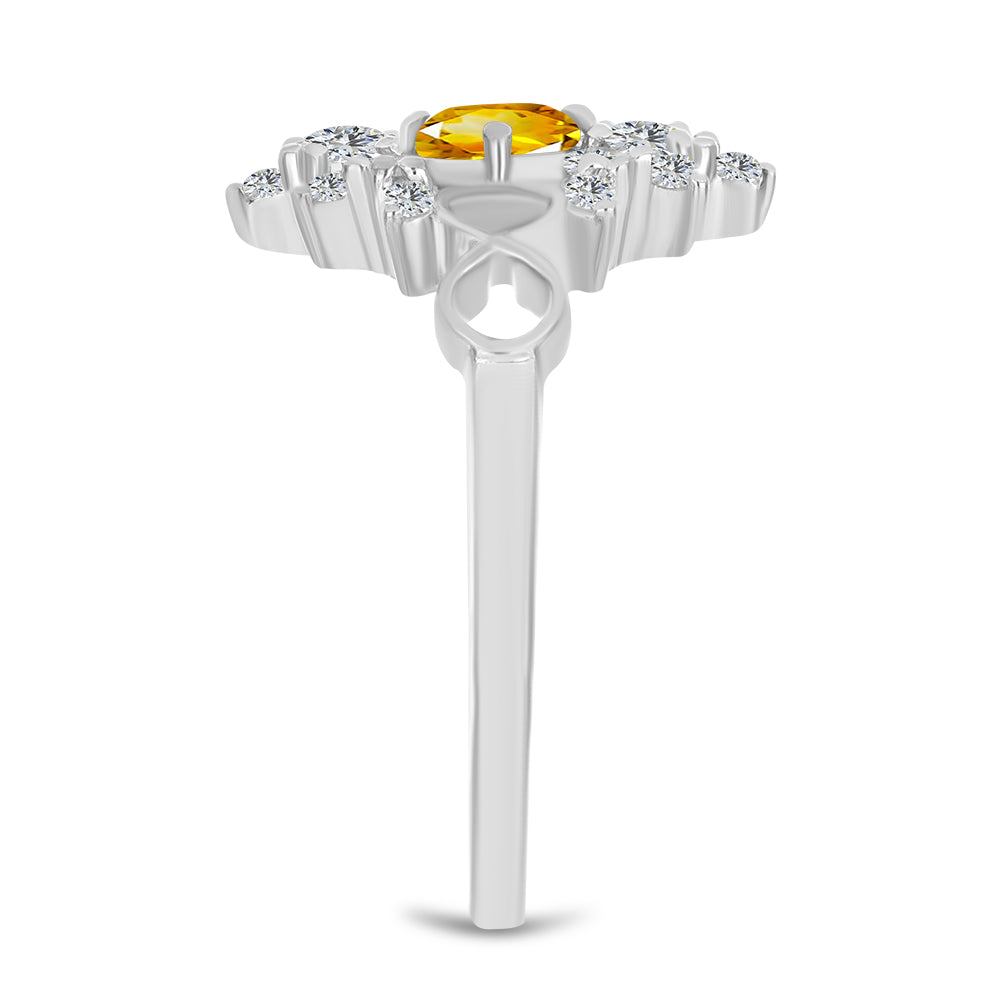 Anel de Prata com Citrino de Ural e Topázio Branco