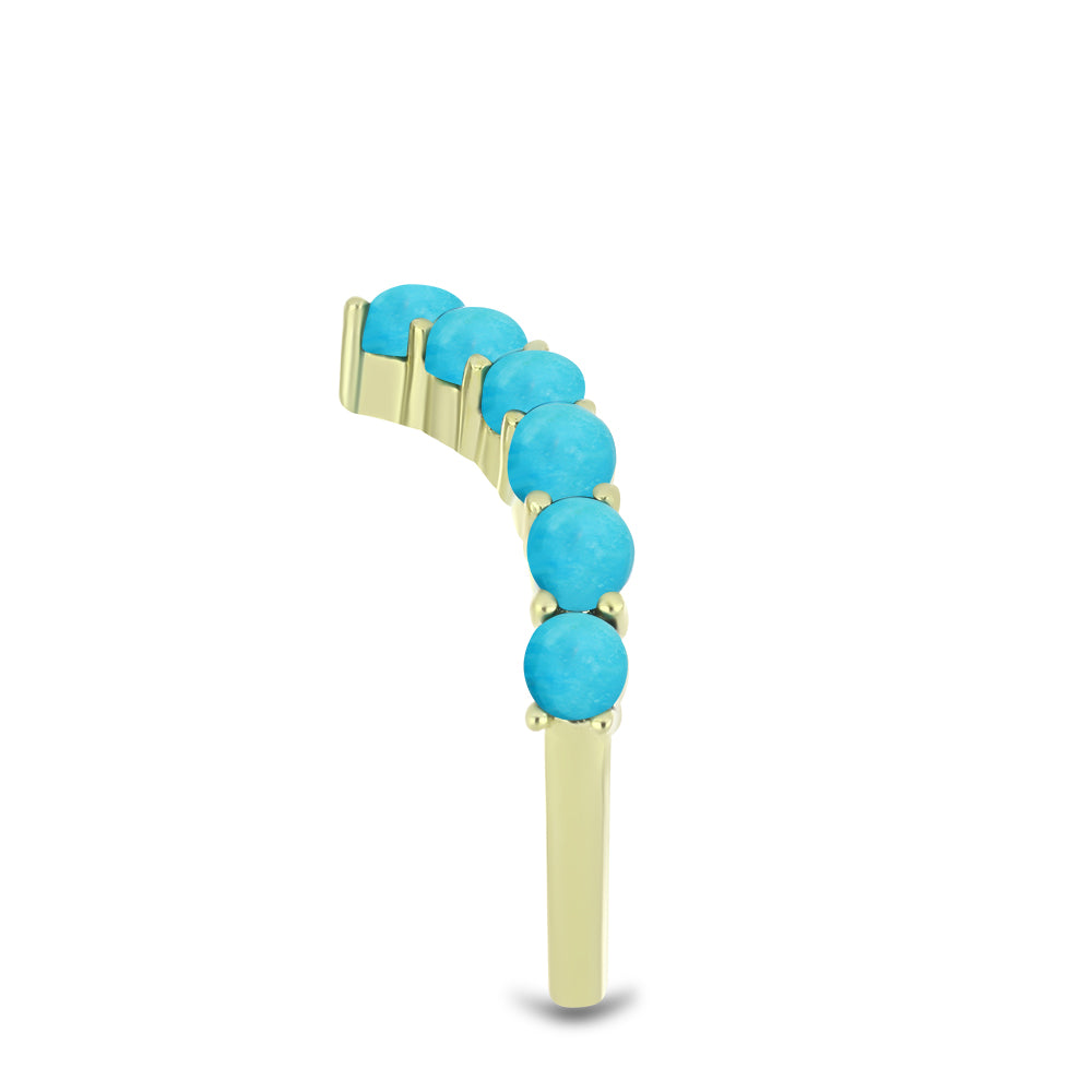 Anel de Prata com Banho de Ouro com Turquesa Bela Adormecida