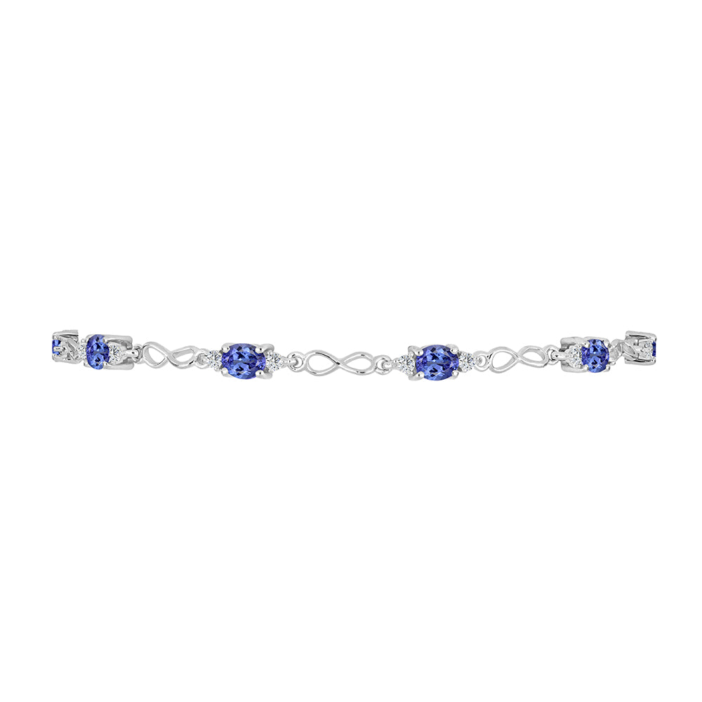 Pulseira de Prata com Tanzanite e Topázio Branco Contraste: Cabeca de Veado (800)