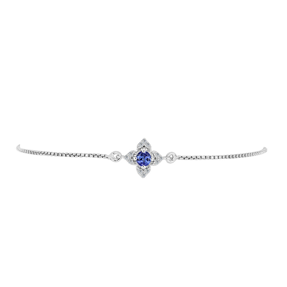 Pulseira de Prata com Tanzanite e Topázio Branco