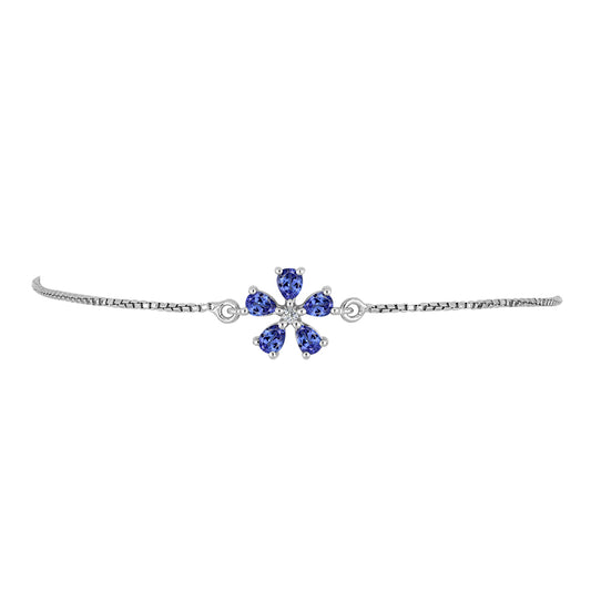 Pulseira de Prata com Tanzanite e Topázio Branco