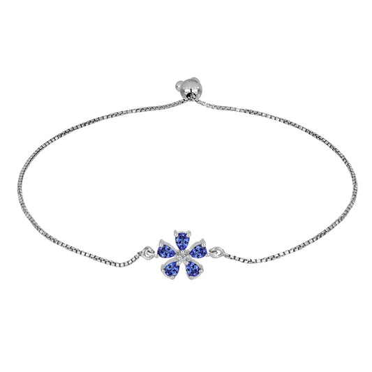 Pulseira de Prata com Tanzanite e Topázio Branco
