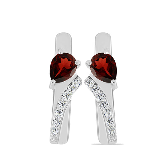 Brincos de Prata com Granada de Barton e Topázio Branco