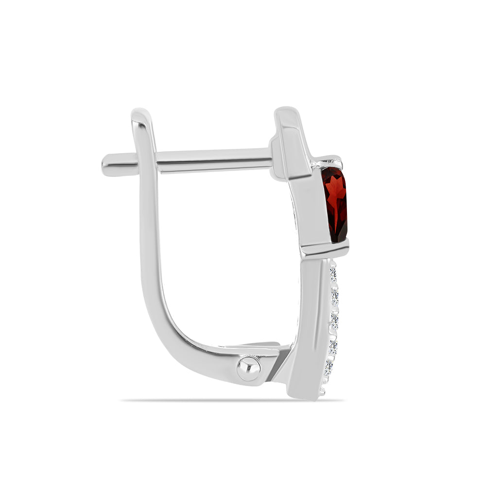 Brincos de Prata com Granada de Barton e Topázio Branco