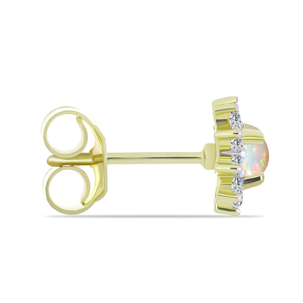 Brincos de Prata com Banho de Ouro com Opala da Etiópia de Lega Dembi e Topázio Branco