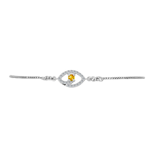 Pulseira de Prata com Citrino de Ural e Topázio Branco