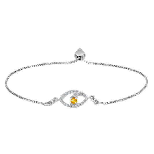 Pulseira de Prata com Citrino de Ural e Topázio Branco