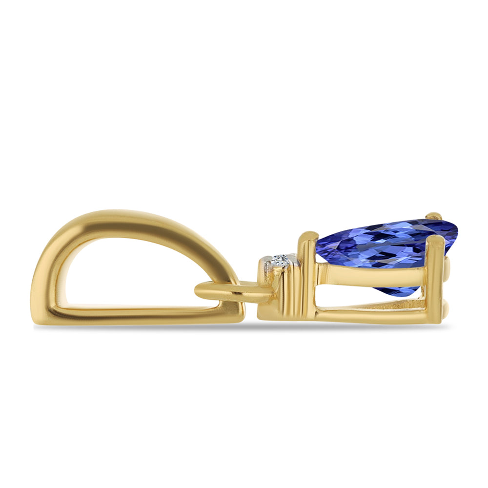 Pendente de Prata com Banho de Ouro com Tanzanite e Diamante Branco