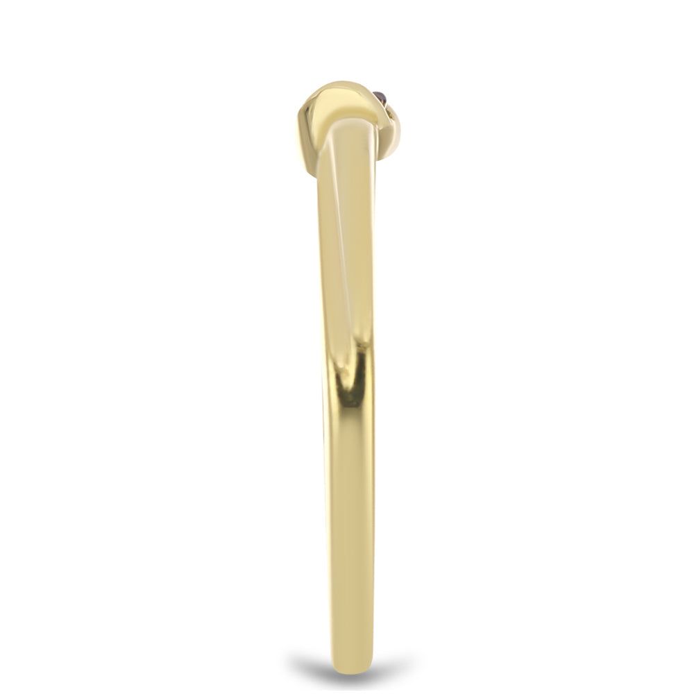 Anel de Prata com Banho de Ouro com Diamante Verde