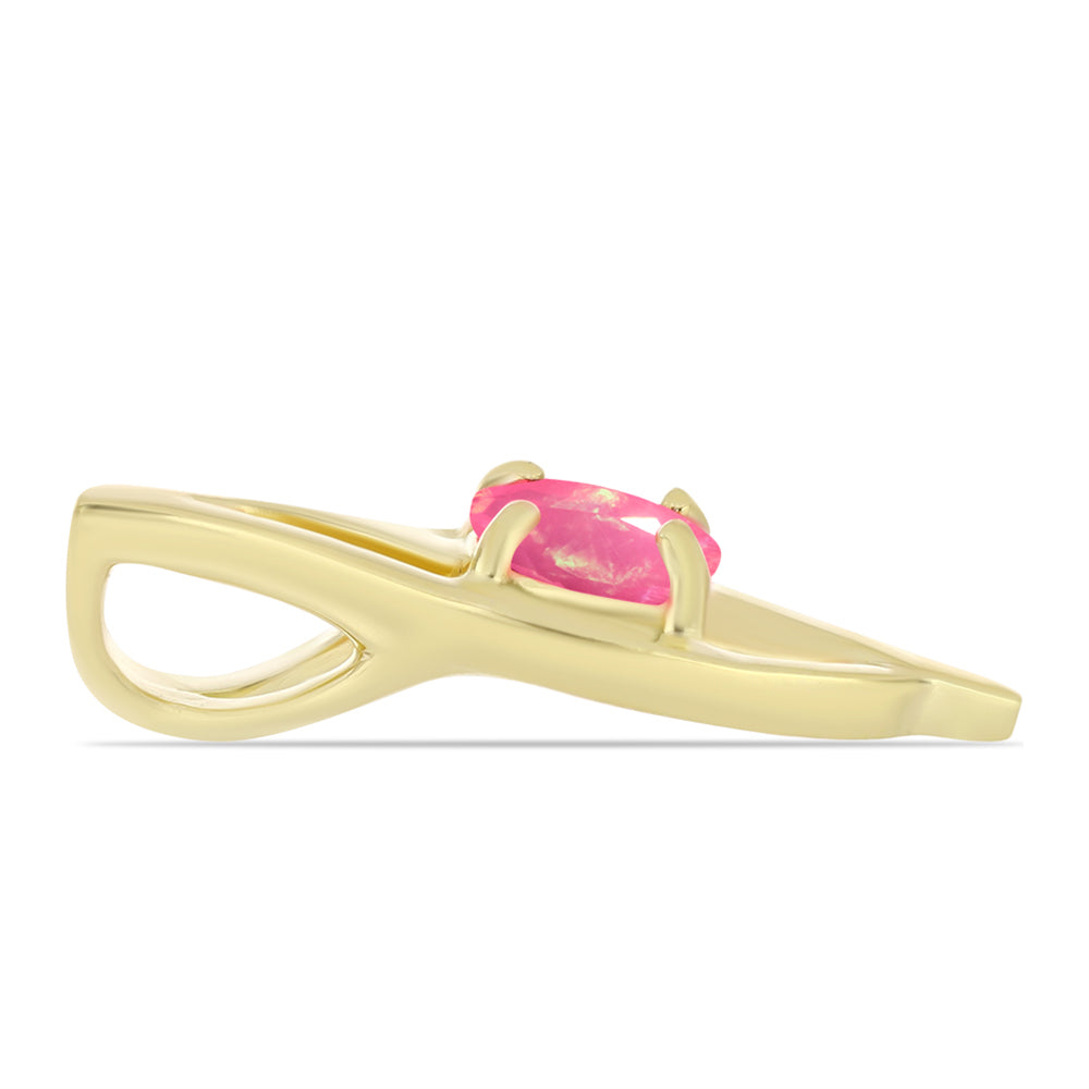 Pendente de Prata com Banho de Ouro com Opala Rosa de Lega Dembi da Etiópia