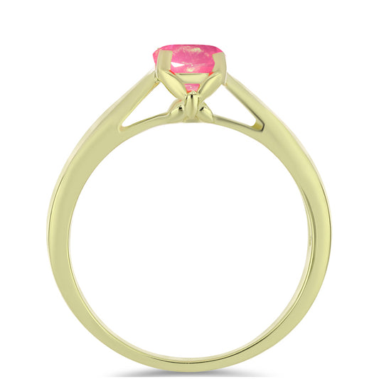 Anel de Prata com Banho de Ouro com Opala Rosa de Lega Dembi da Etiópia