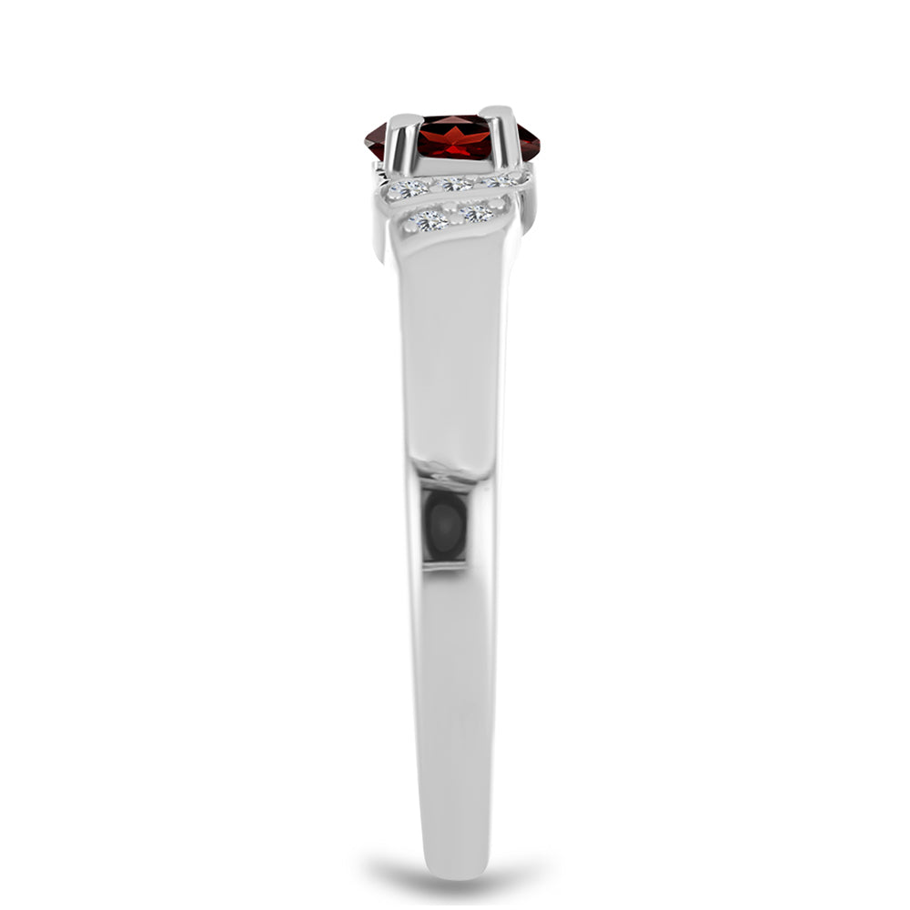 Anel de Prata com Granada de Barton e Topázio Branco