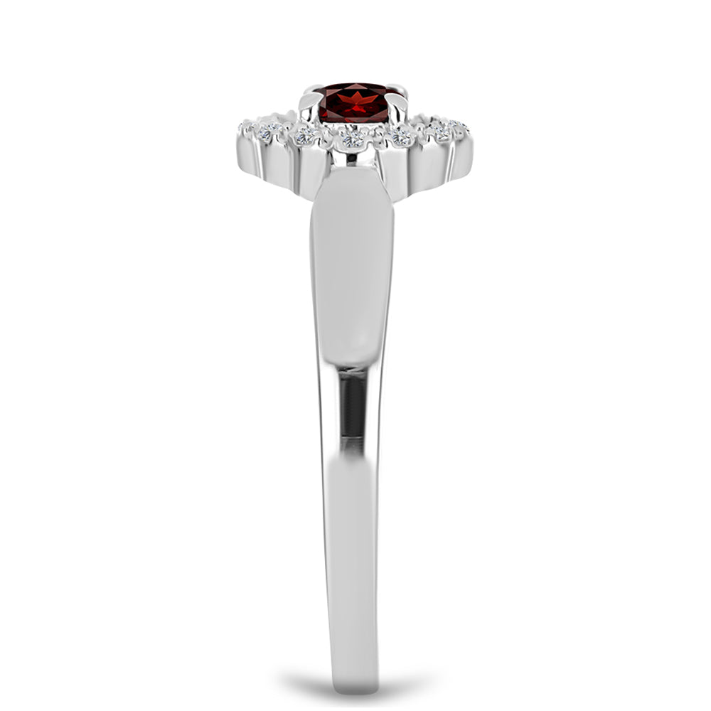 Anel de Prata com Granada de Barton e Topázio Branco