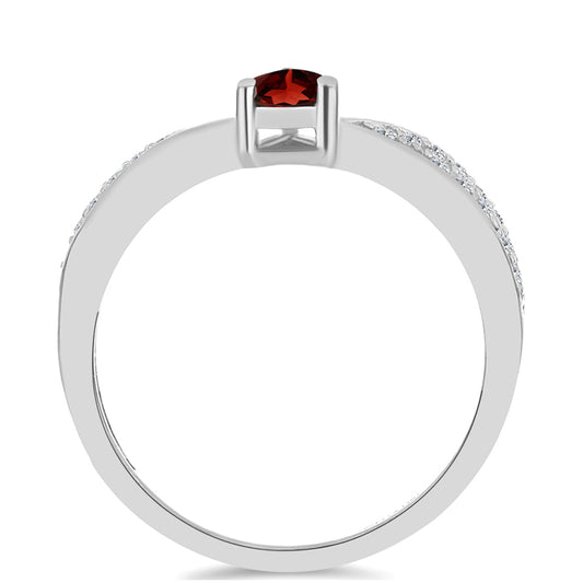 Anel de Prata com Granada de Barton e Topázio Branco