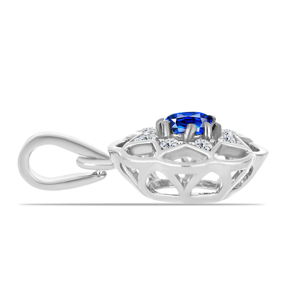 Pendente de Prata com Safira Azul Australiana e Topázio Branco