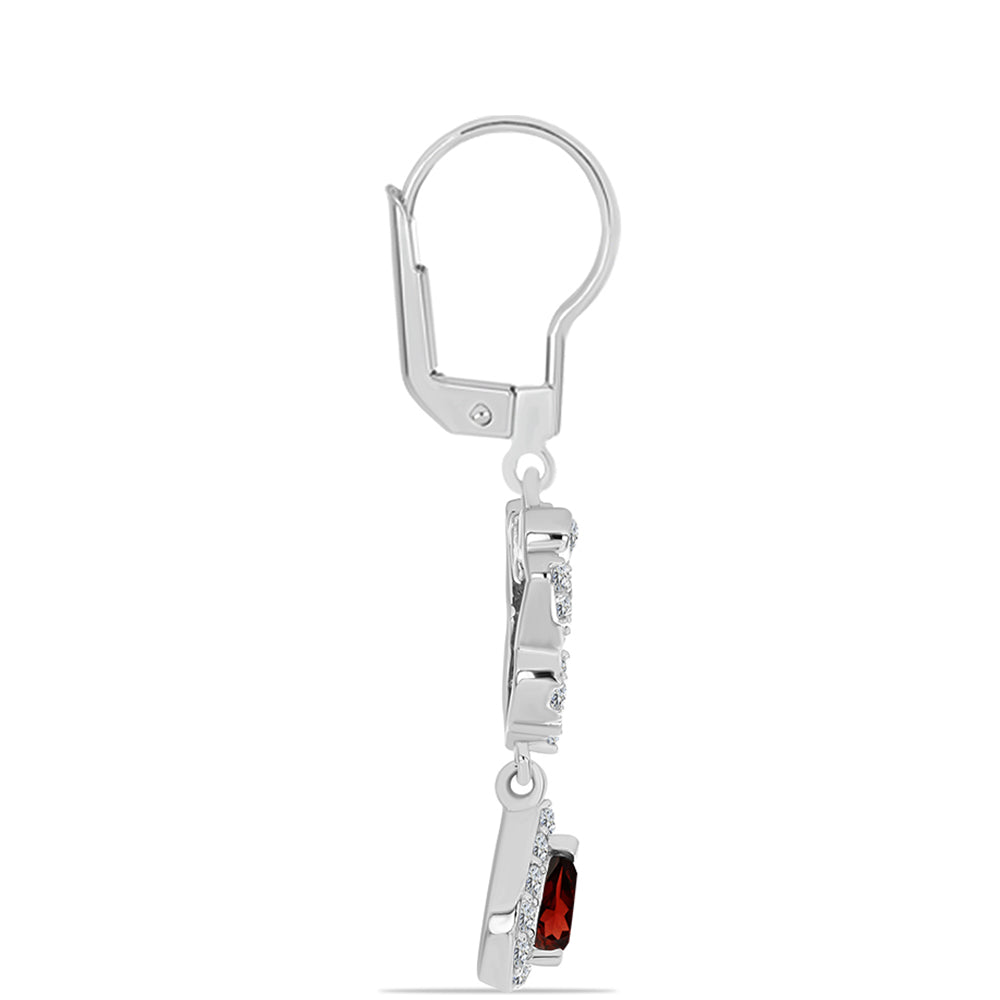 Brincos de Prata com Granada de Barton e Topázio Branco