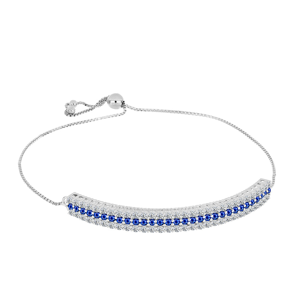 Pulseira de Prata com Safira Azul Australiana e Topázio Branco Contraste: Cabeca de Veado (800)