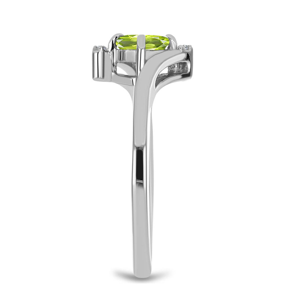 Anel de Prata com Peridoto de Changbai e Topázio Branco