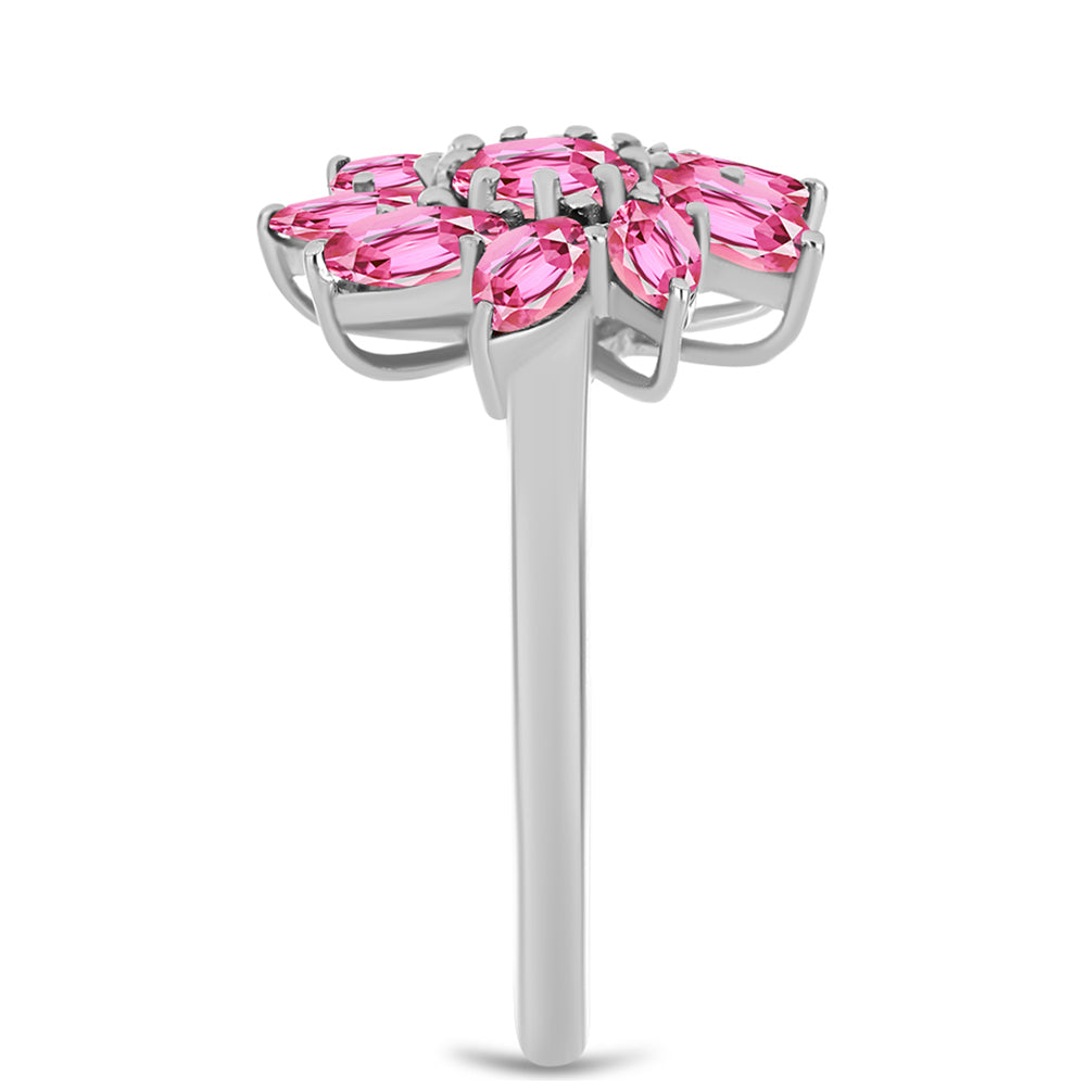 Anel de Prata com Turmalina Rosa de Pelmadulla Contraste: Cabeca de Veado (800)