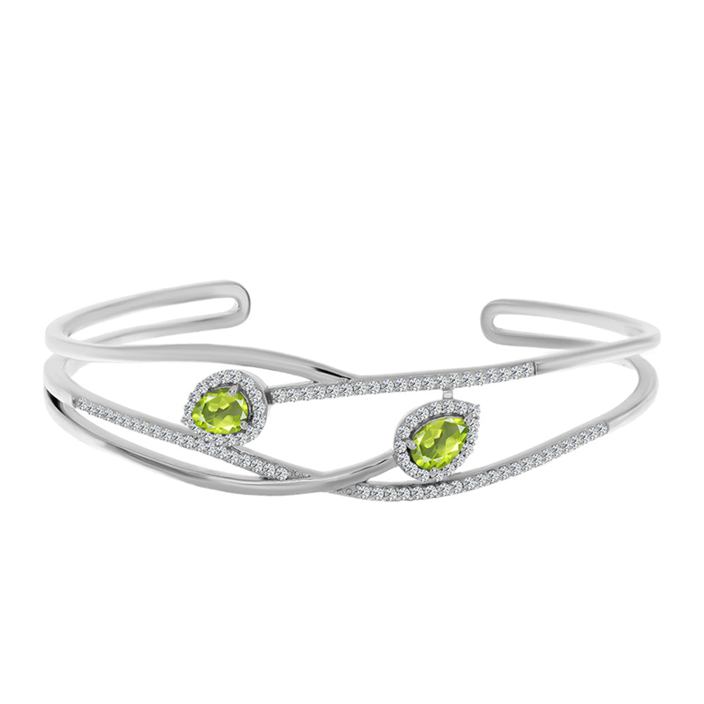 Pulseira de Prata com Peridoto de Changbai e Topázio Branco Contraste: Cabeca de Veado (800)