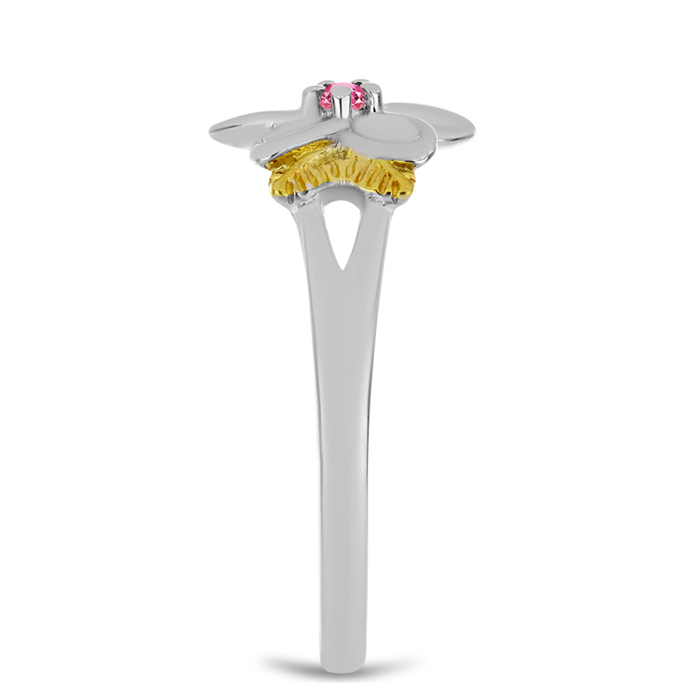 Anel de Prata com Turmalina Rosa de Pelmadulla Contraste: Cabeca de Veado (800)