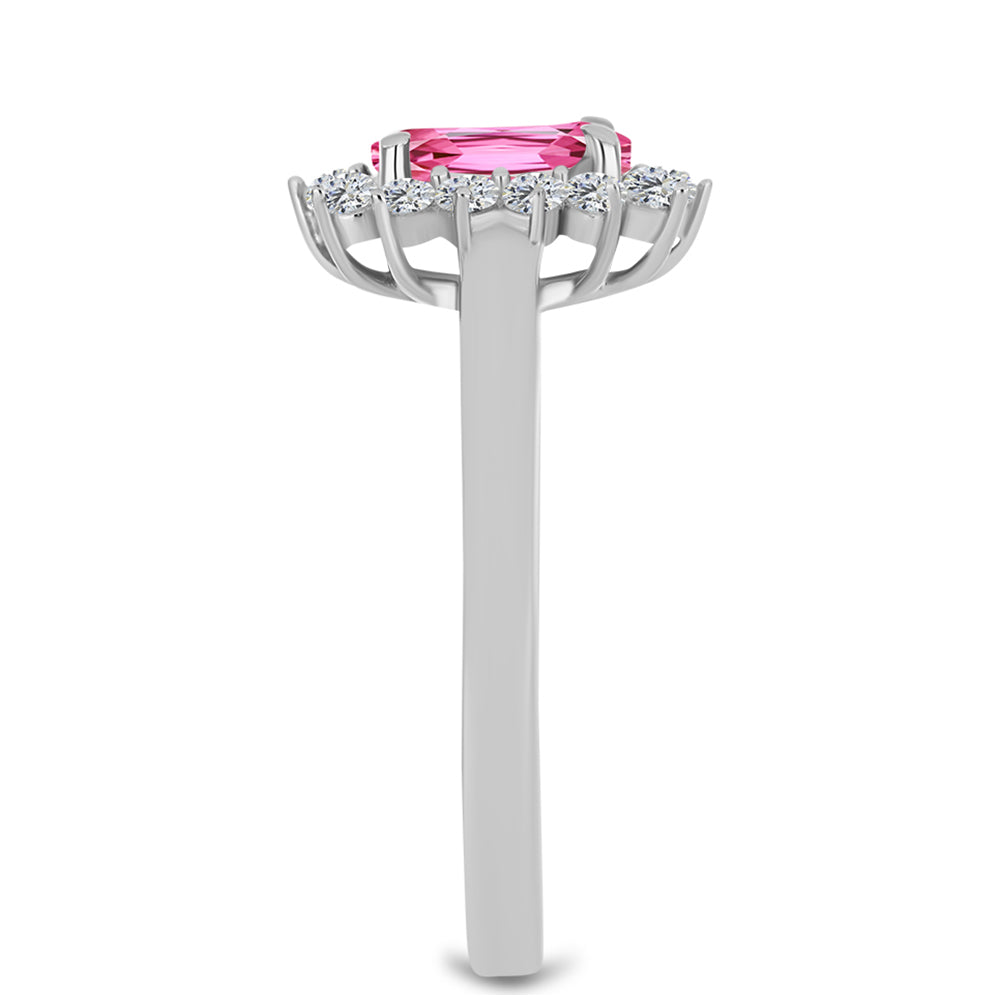 Anel de Prata com Turmalina Rosa de Pelmadulla e Topázio Branco