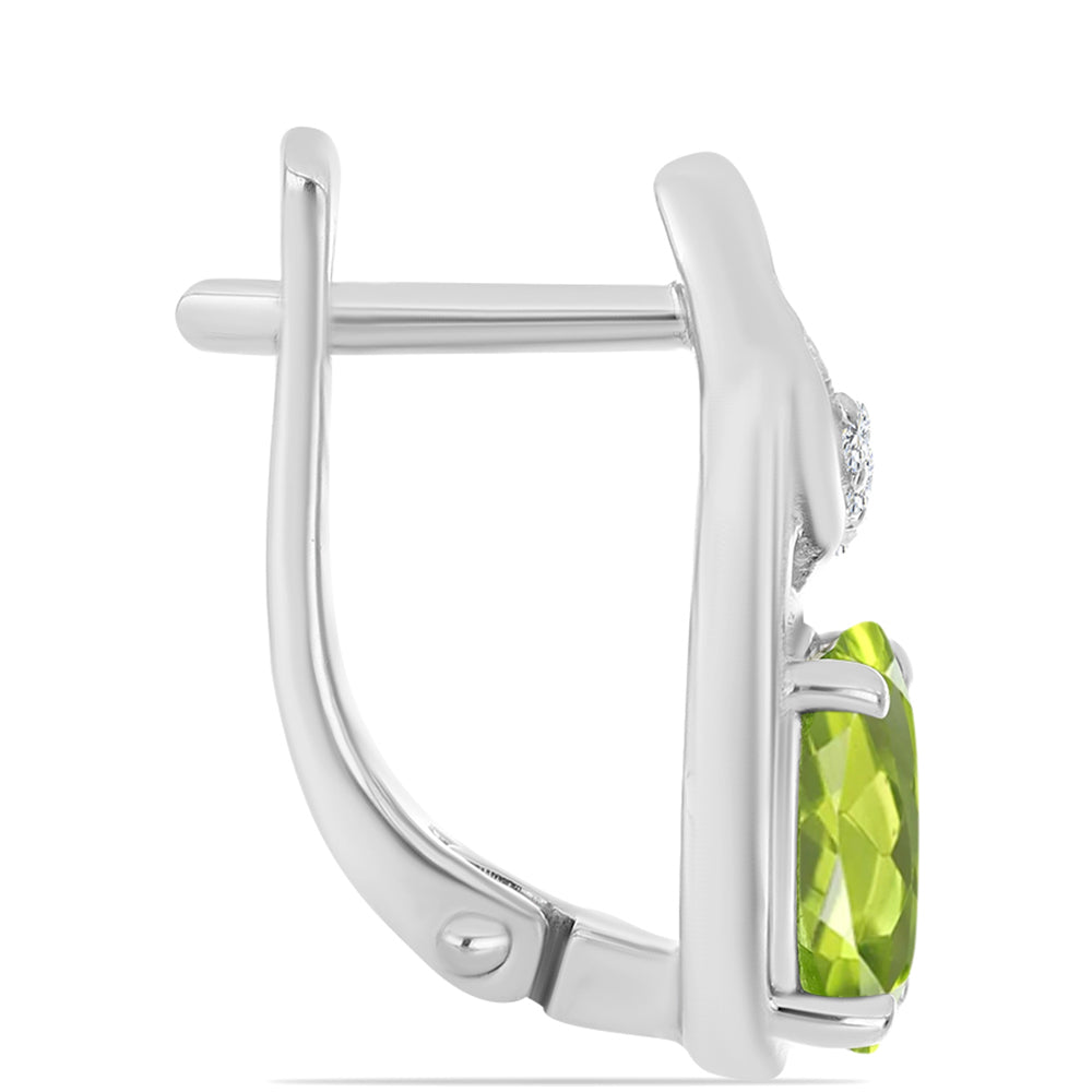 Brincos de Prata com Peridoto de Changbai e Topázio Branco