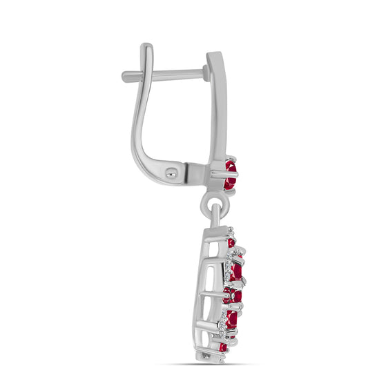 Brincos de Prata com Rubi de Madagáscar e Topázio Branco