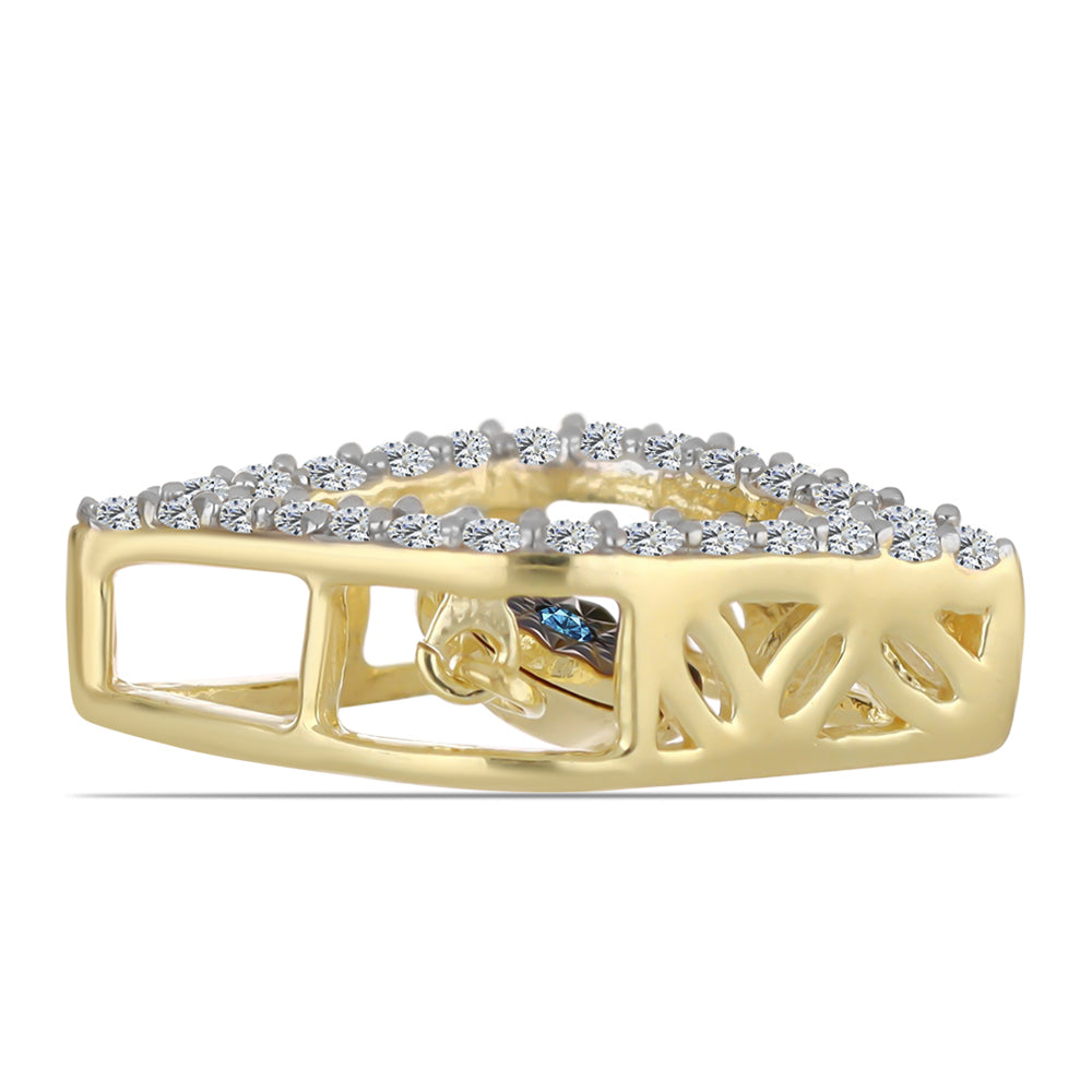 Pendente de Prata com Banho de Ouro com Diamante Azul Dançante e Topázio Branco