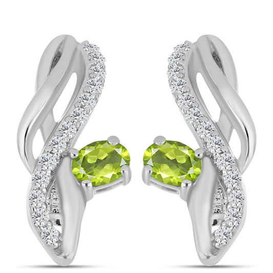 Brincos de Prata com Peridoto de Changbai e Topázio Branco