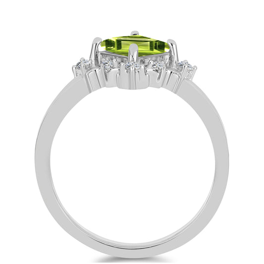 Anel de Prata com Peridoto de Changbai e Topázio Branco