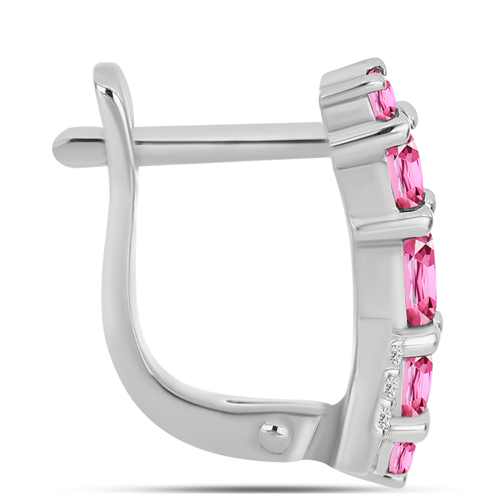 Brincos de Prata com Turmalina Rosa de Pelmadulla e Topázio Branco