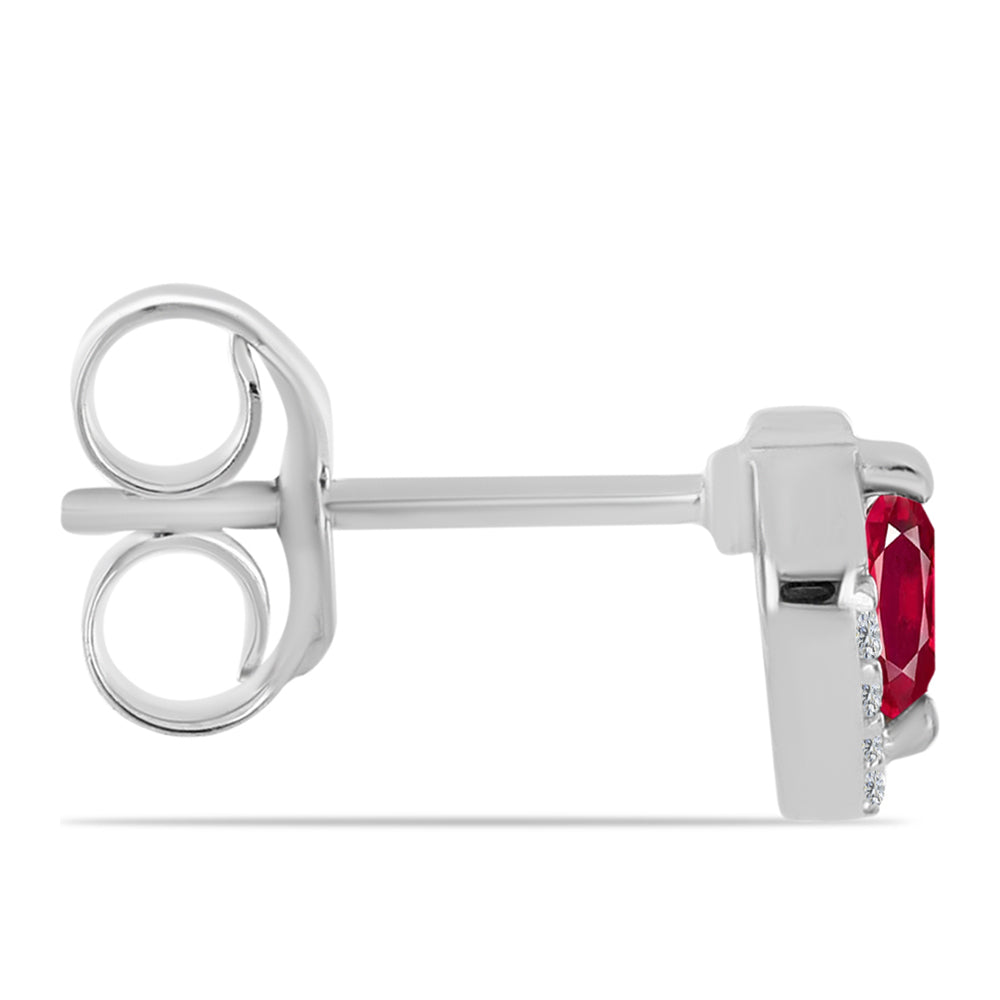 Brincos de Prata com Rubi de Madagáscar e Topázio Branco