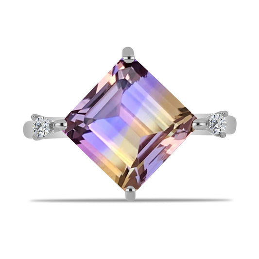 Anel de Prata com Ametrino de Anahi e Topázio Branco