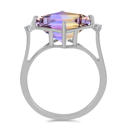 Anel de Prata com Ametrino de Anahi e Topázio Branco