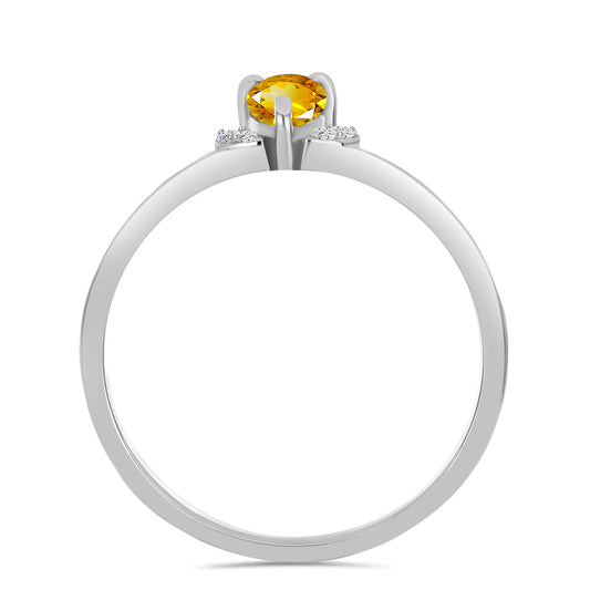 Anel de Prata com Citrino de Ural e Topázio Branco