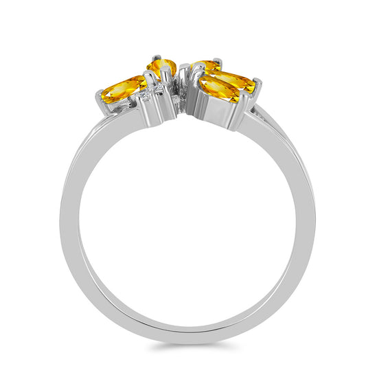 Anel de Prata com Citrino de Ural e Topázio Branco