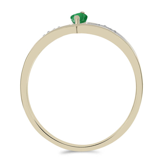 Anel de Prata com Banho de Ouro com Esmeralda da Zambézia e Topázio Branco