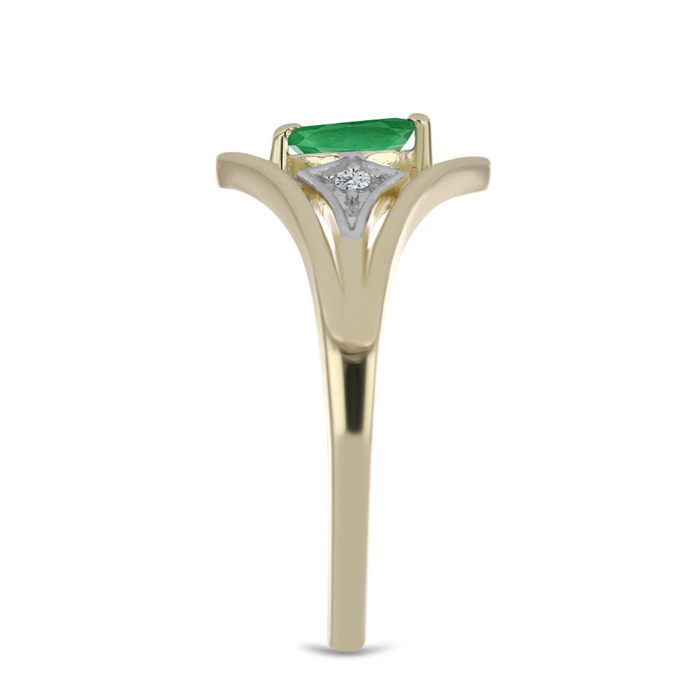 Anel de Prata com Banho de Ouro com Esmeralda da Zambézia e Topázio Branco