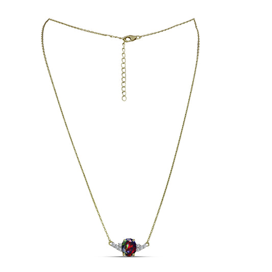 Colar de Prata com Banho de Ouro com Opala Preta de Lega Dembi da Etiópia e Topázio Branco Contraste: Cabeca de Veado (800)