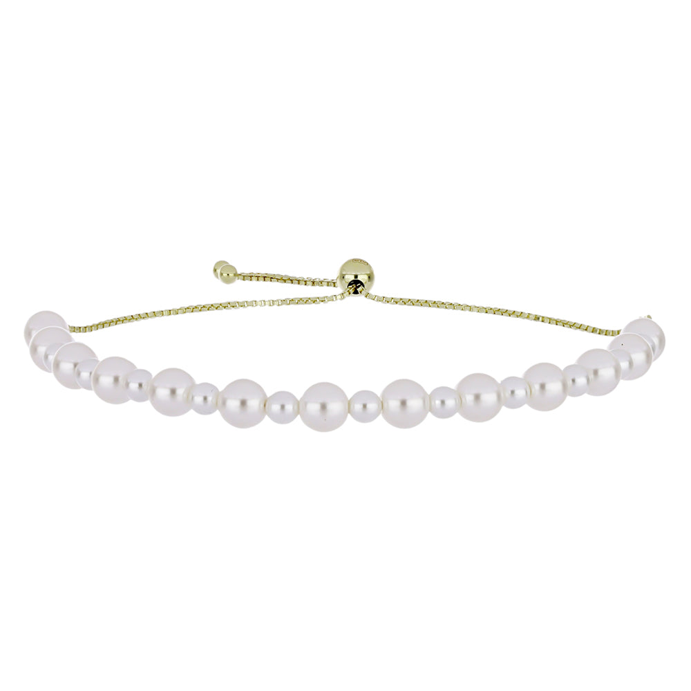 Pulseira de Prata com Banho de Ouro com Pérola de Água Doce Branca