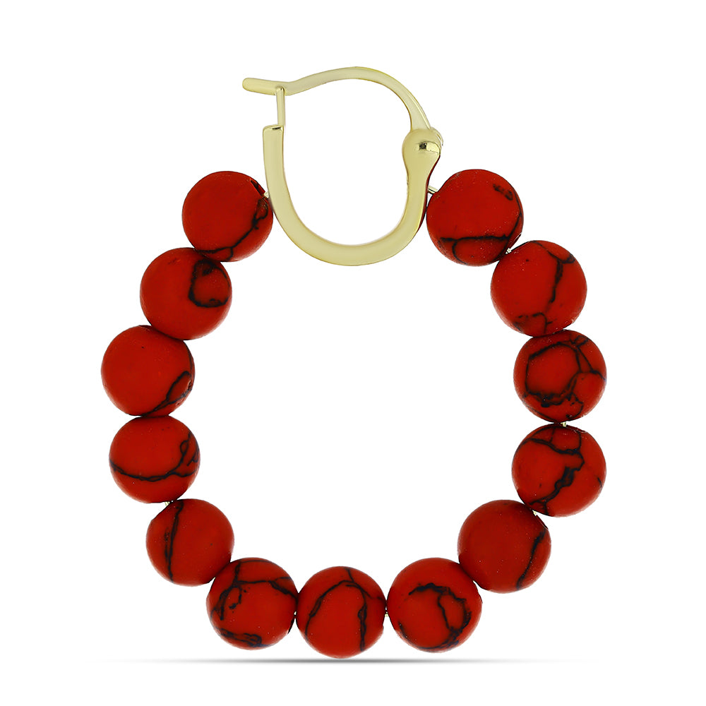 Brincos de Prata com Banho de Ouro com Coral Esponja Vermelha