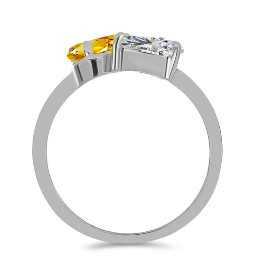 Anel de Prata com Citrino de Ural e Topázio Branco