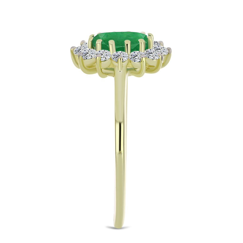 Anel de Prata com Banho de Ouro com Esmeralda da Zambézia e Topázio Branco