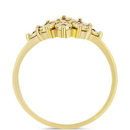 Anel de Prata com Banho de Ouro com Diamante cor de Cognac