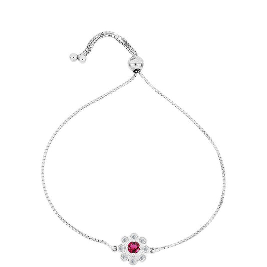 Pulseira de Prata com Rubelita das Minas do Cruzeiro e Topázio Branco