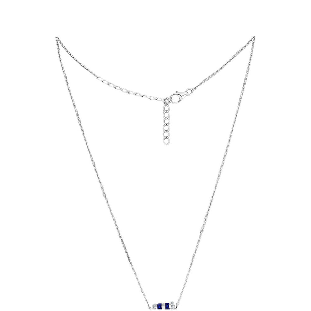 Colar de Prata com Safira Azul Australiana e Topázio Branco Contraste: Cabeca de Veado (800)